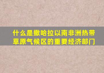 什么是撒哈拉以南非洲热带草原气候区的重要经济部门