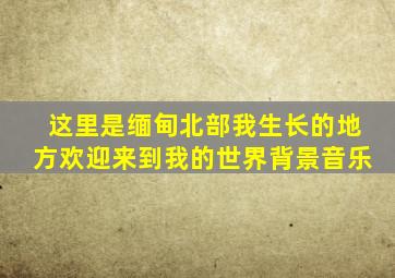 这里是缅甸北部我生长的地方欢迎来到我的世界背景音乐